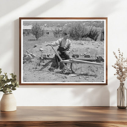 Spanish-American Farmer with Wooden Plow New Mexico 1940