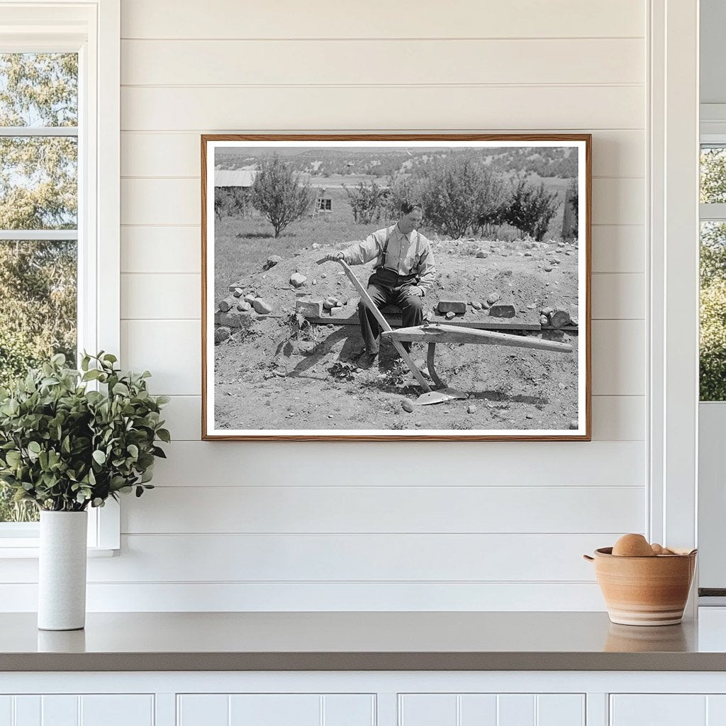 Spanish-American Farmer with Wooden Plow New Mexico 1940