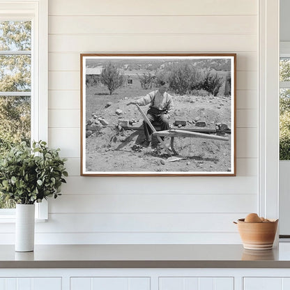 Spanish-American Farmer with Wooden Plow New Mexico 1940