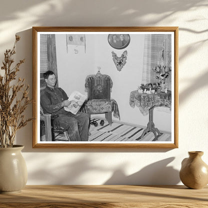 Spanish-American Farmer Reading in Chamisal New Mexico 1940