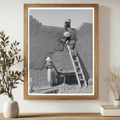 Women Replastering Adobe Houses in Chamisal New Mexico 1940