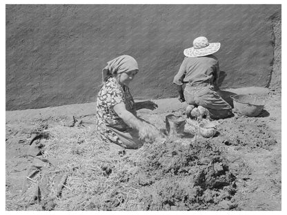Spanish-American Women Making Plaster in Chamisal 1940