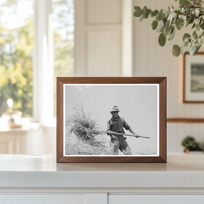 Spanish-American Farmer Pitching Hay Chamisal New Mexico 1940