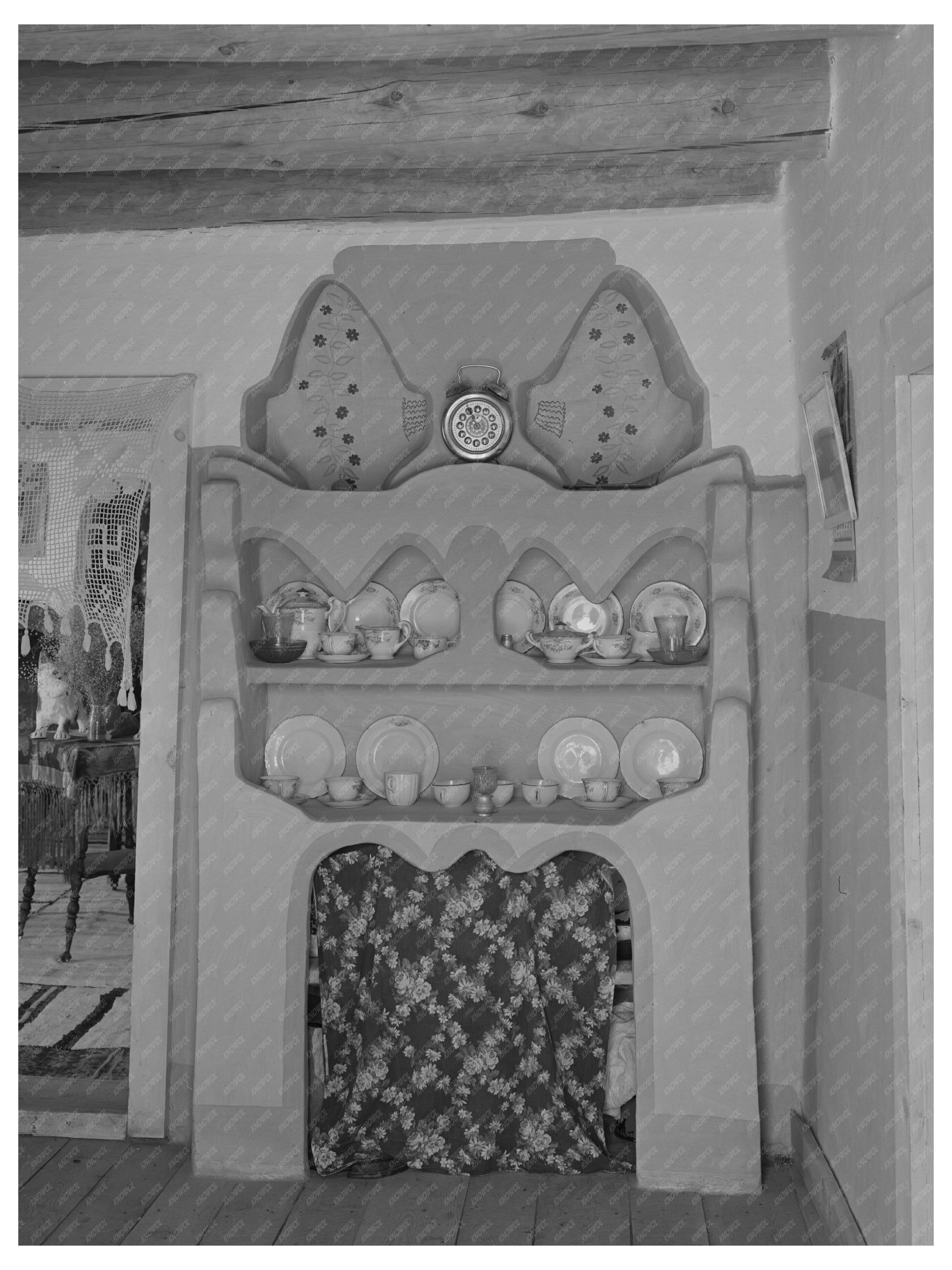 Homemade Adobe Cupboard in New Mexico Farmhouse 1940