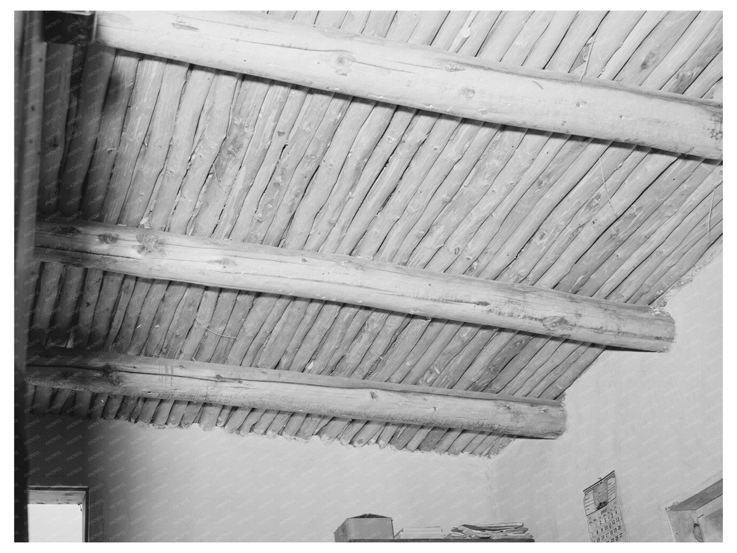 Vigas Ceiling in Spanish-American Home Amalia New Mexico 1940