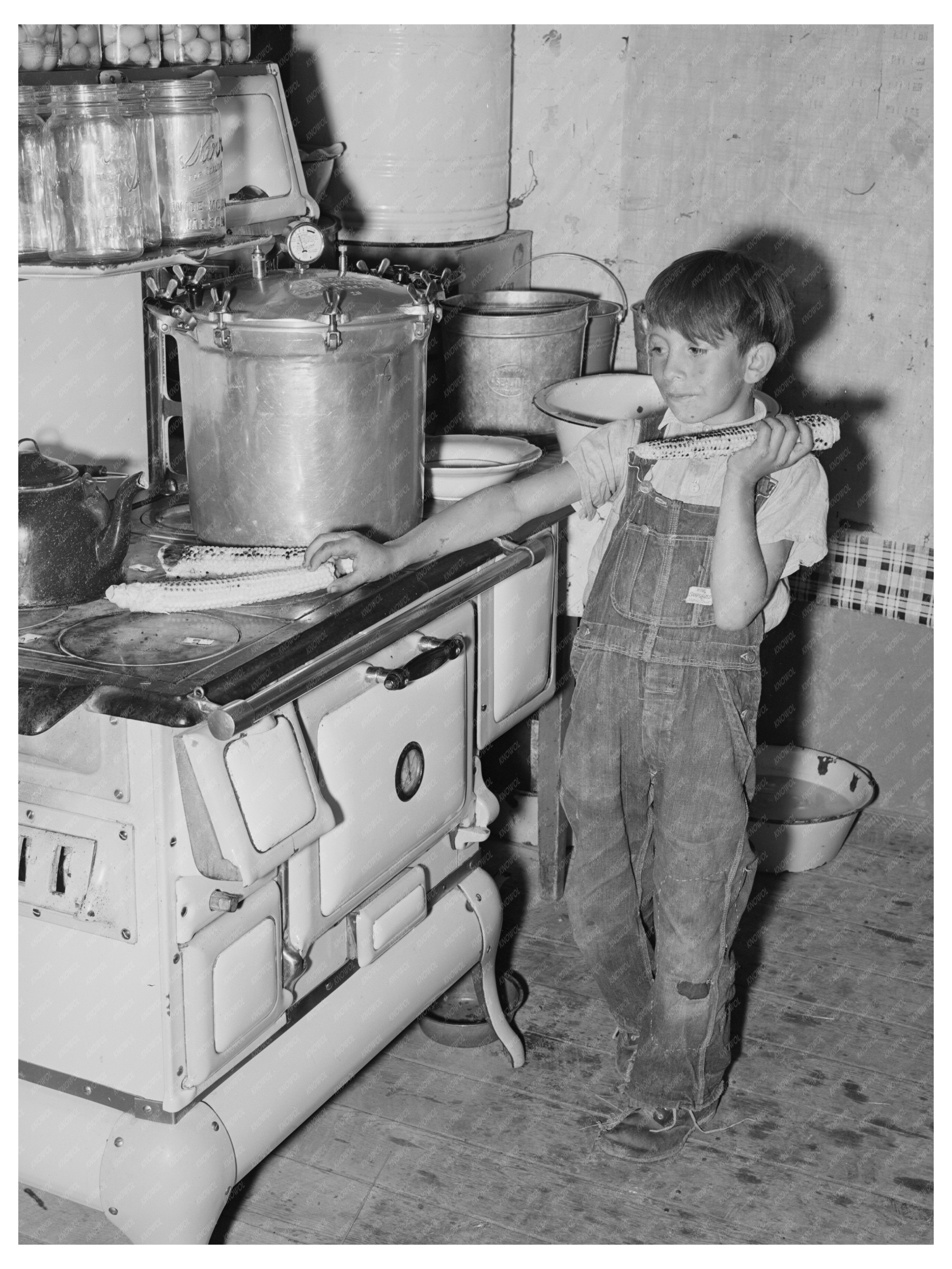 Spanish-American Boy Eating Roasted Corn Chamisal 1940