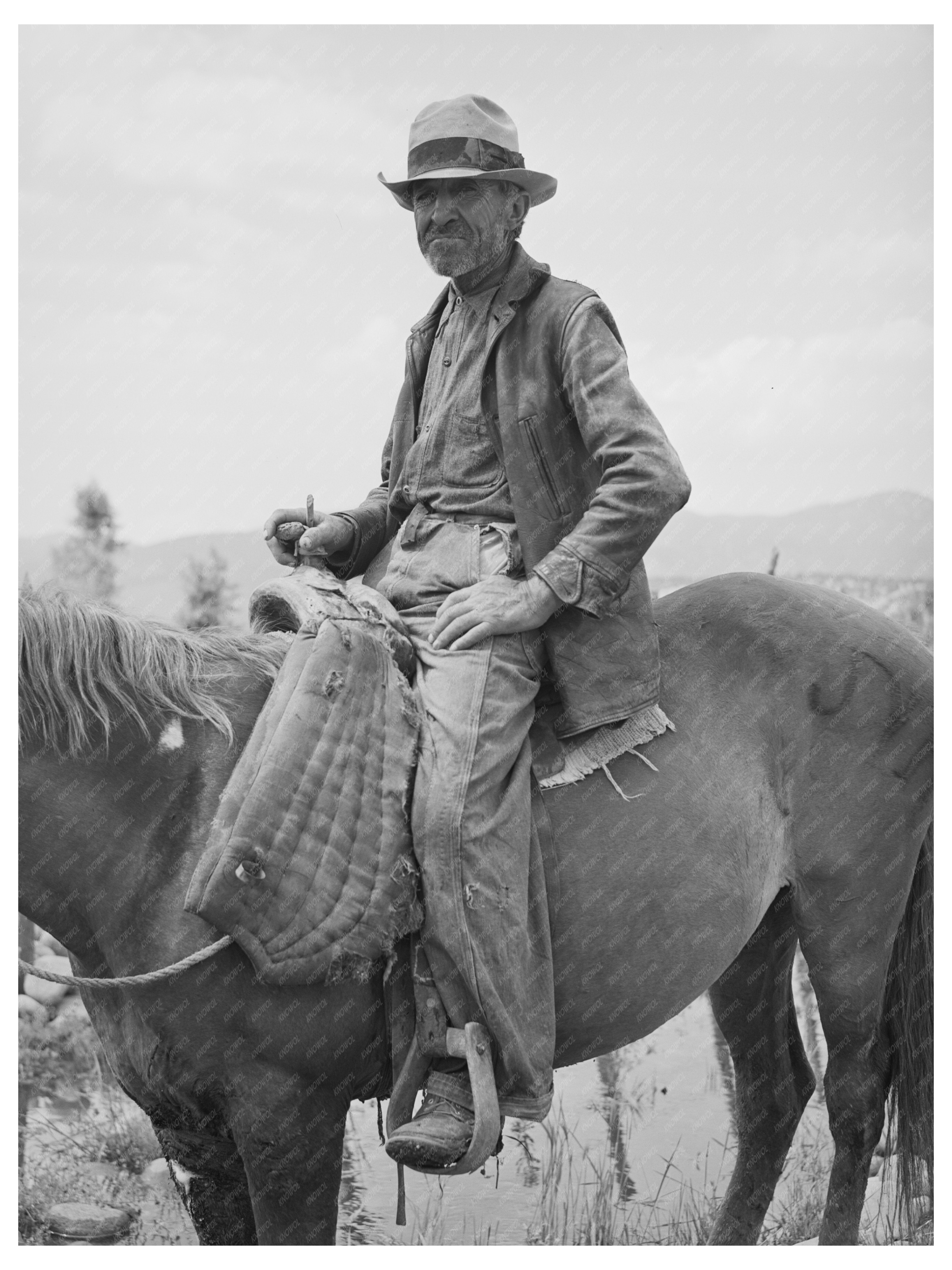 Spanish-American Farmer on Horseback Rodarte New Mexico 1940