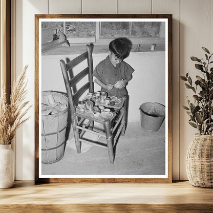 Spanish-American Boy Playing in Amalia New Mexico 1940