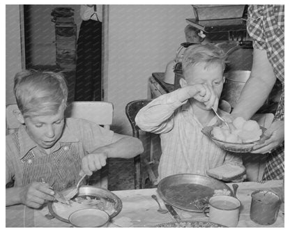 Mormon Farmers Children at Dinner Table Utah 1940