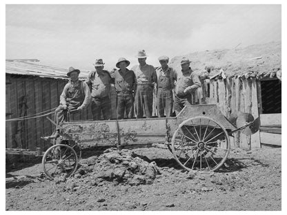 Farmers Operating Manure Spreader in Utah 1940