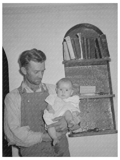 Mormon Farmer and Baby in Utah Home August 1940