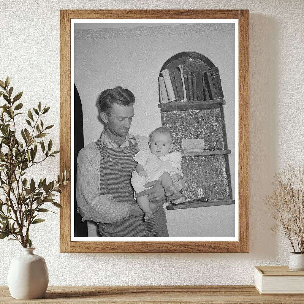 Mormon Farmer and Baby in Utah Home August 1940