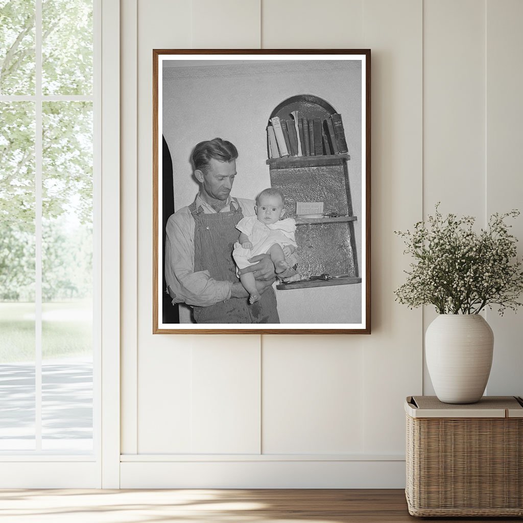 Mormon Farmer and Baby in Utah Home August 1940