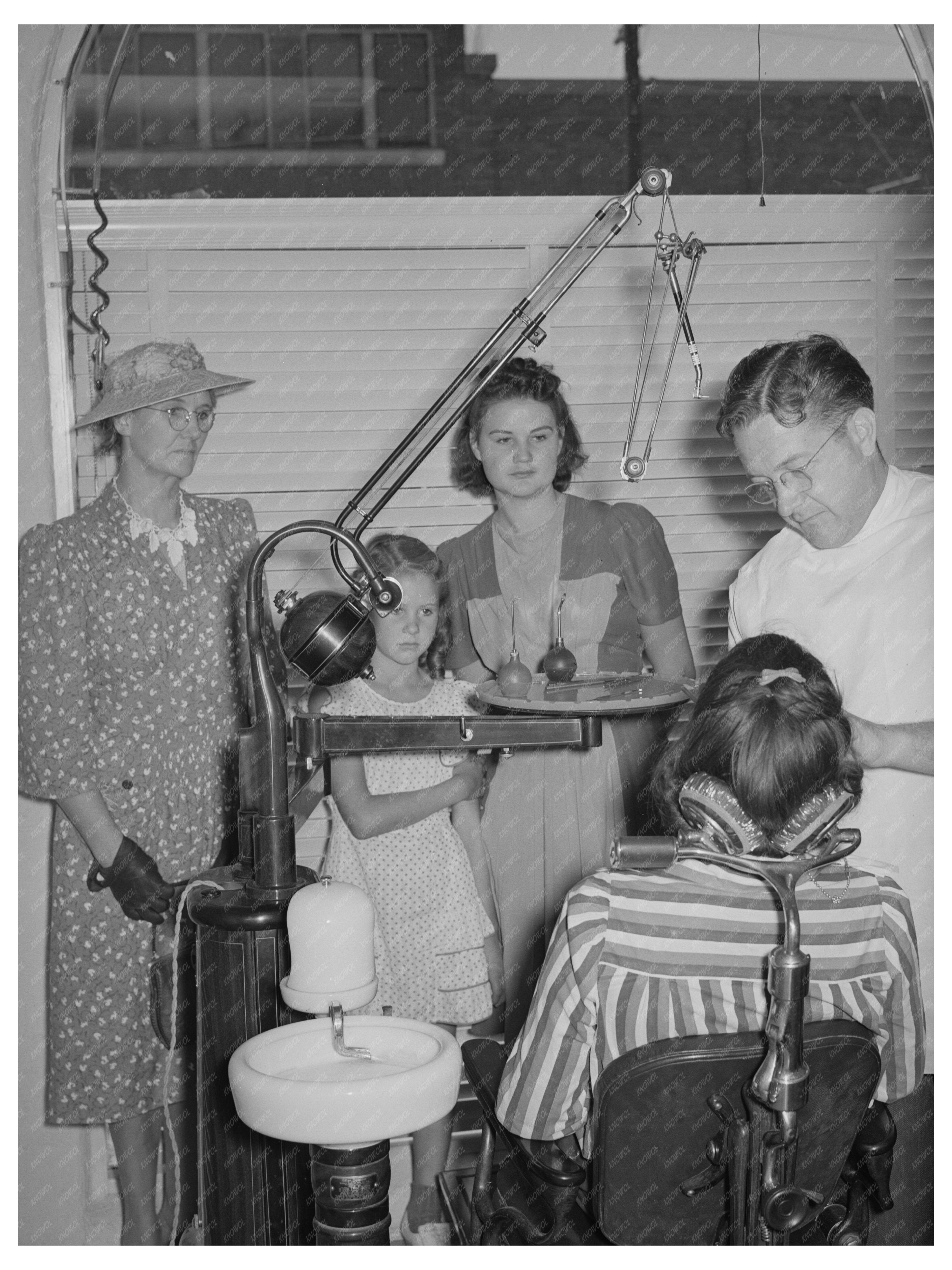 Mormon Farm Family in Dental Office Utah August 1940