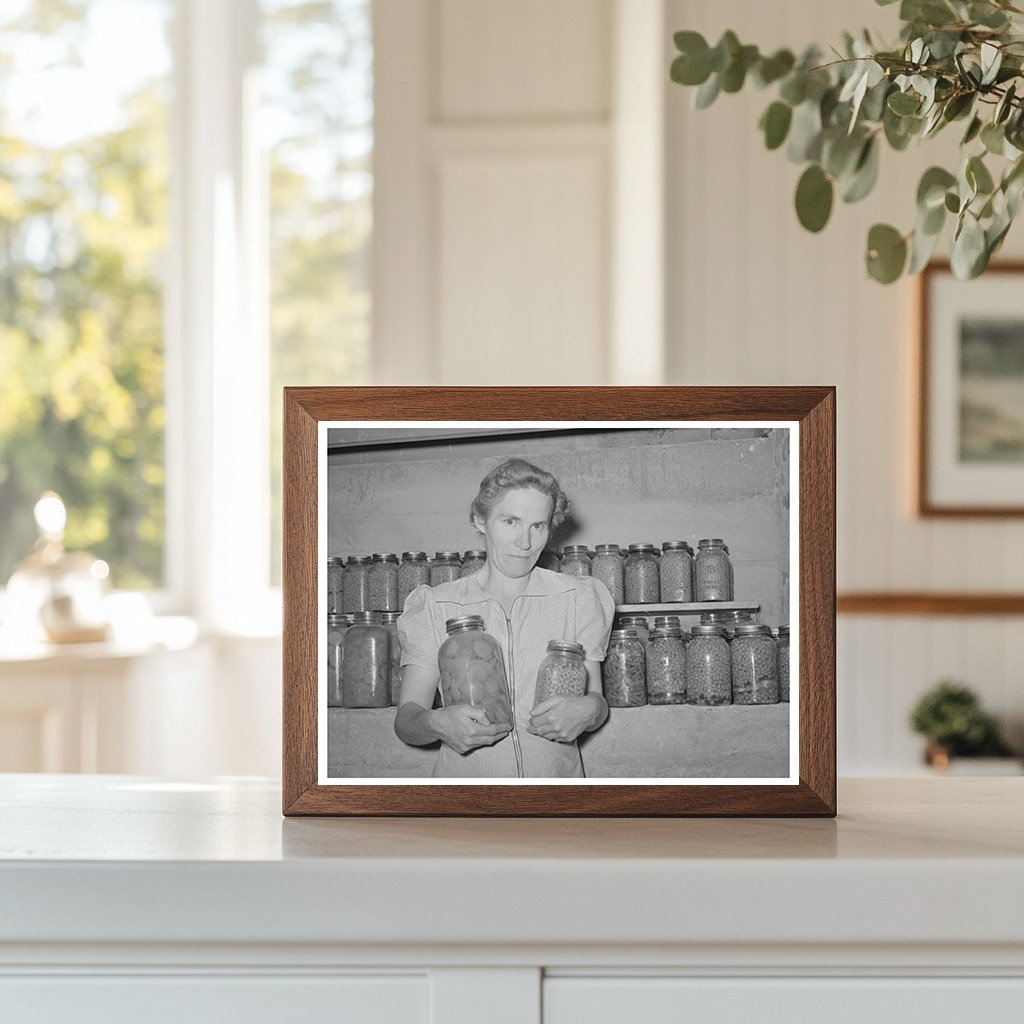 Mormon Farmers Wife with Canned Goods Snowville Utah 1940