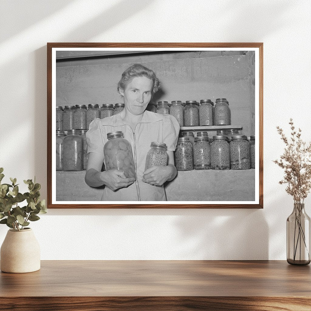 Mormon Farmers Wife with Canned Goods Snowville Utah 1940