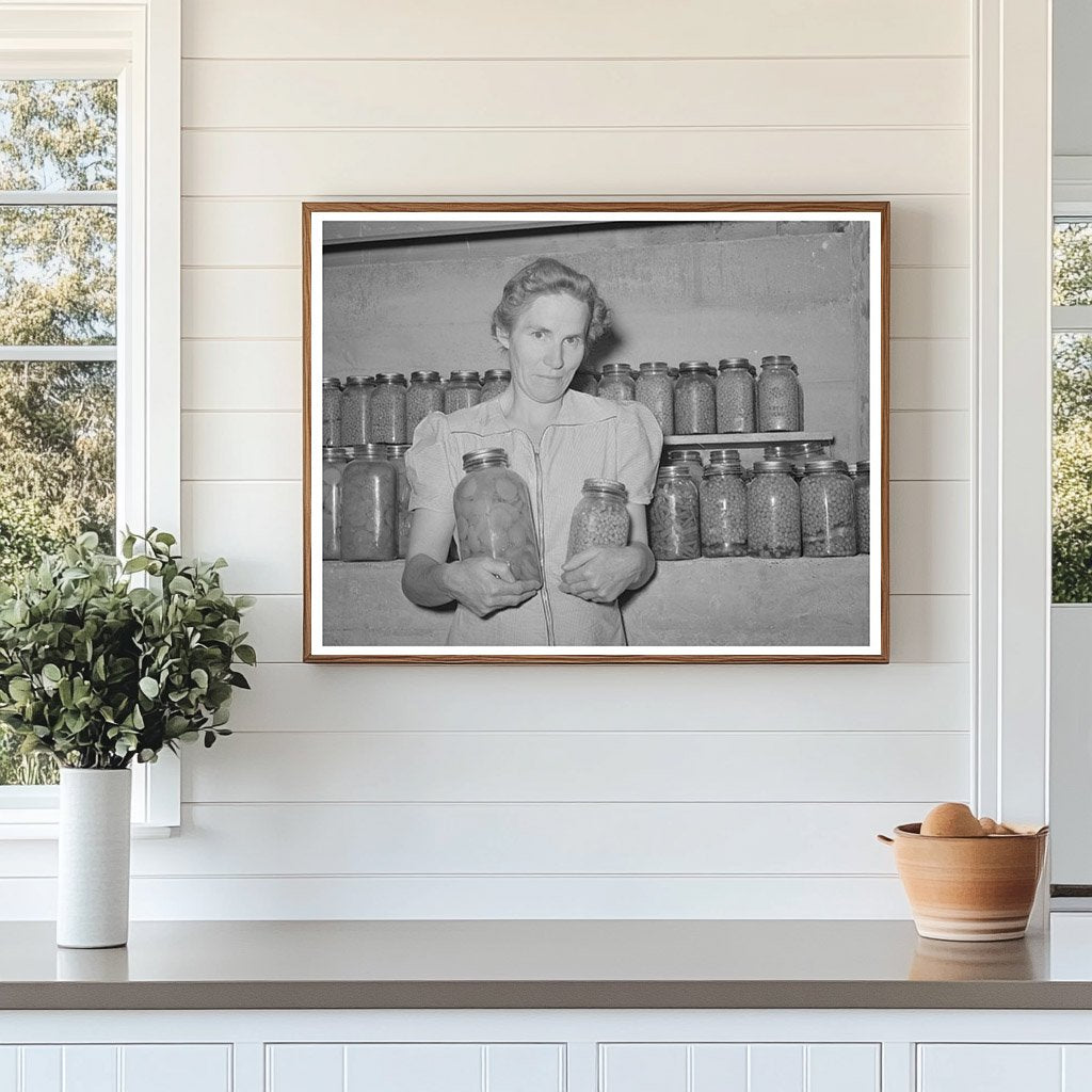 Mormon Farmers Wife with Canned Goods Snowville Utah 1940