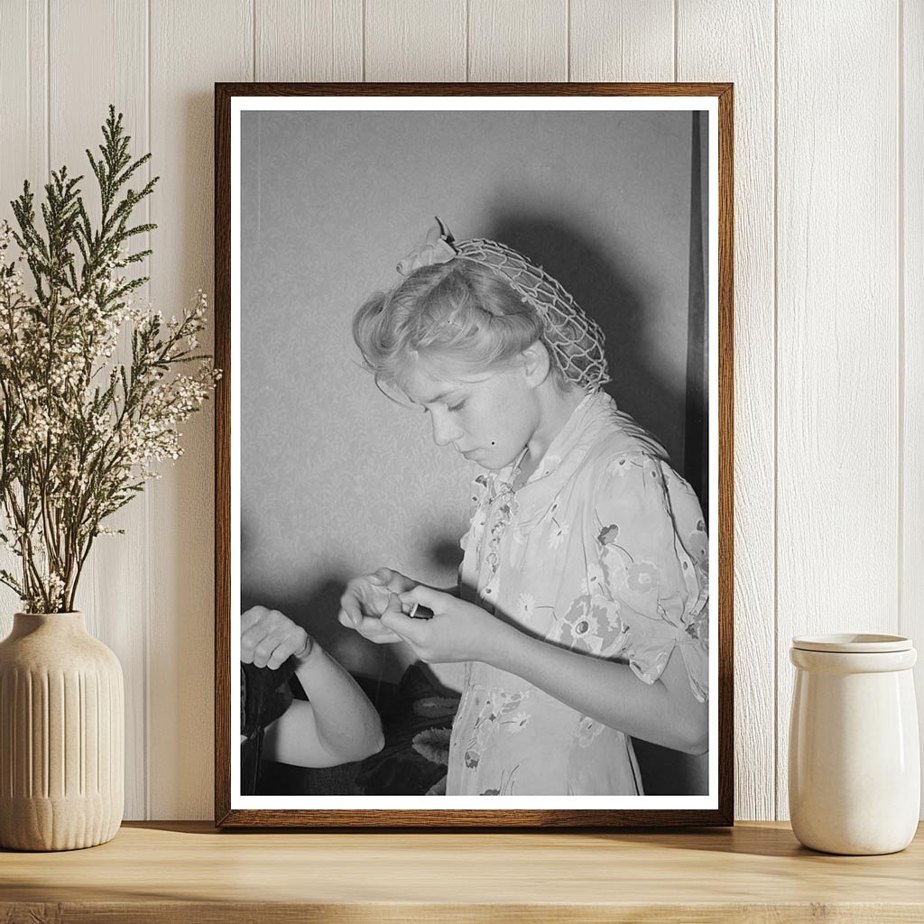 Mormon Girl Threading Needle Snowville Utah 1940