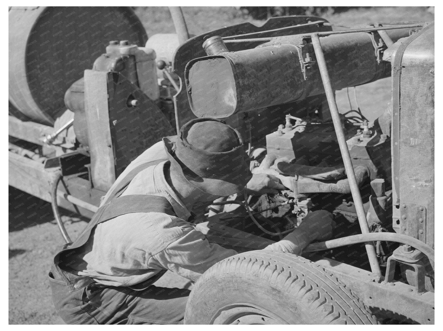 1940 Gasoline Pouring for Orchard Sprayer in Utah