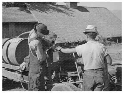 Gasoline Pouring into Modified Car for Orchard Sprayer 1940