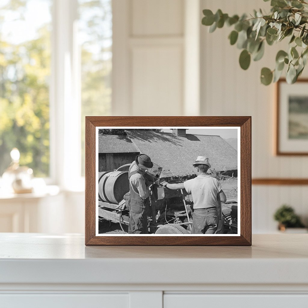 Gasoline Pouring into Modified Car for Orchard Sprayer 1940