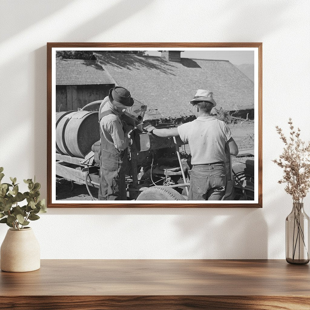 Gasoline Pouring into Modified Car for Orchard Sprayer 1940