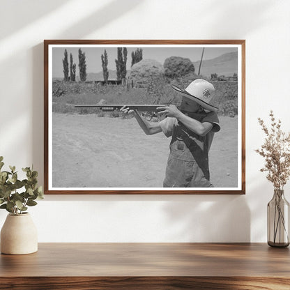 Mormon Farm Boy with Air Rifle Box Elder County Utah 1940