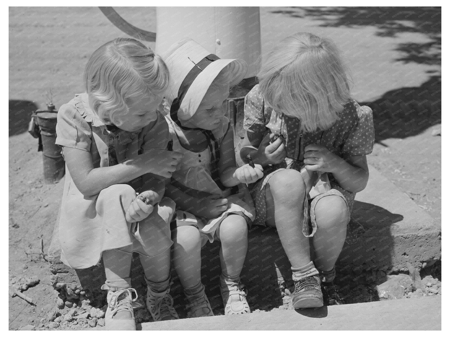 Vintage 1940 Photo of Girls Enjoying Candy in Mendon Utah