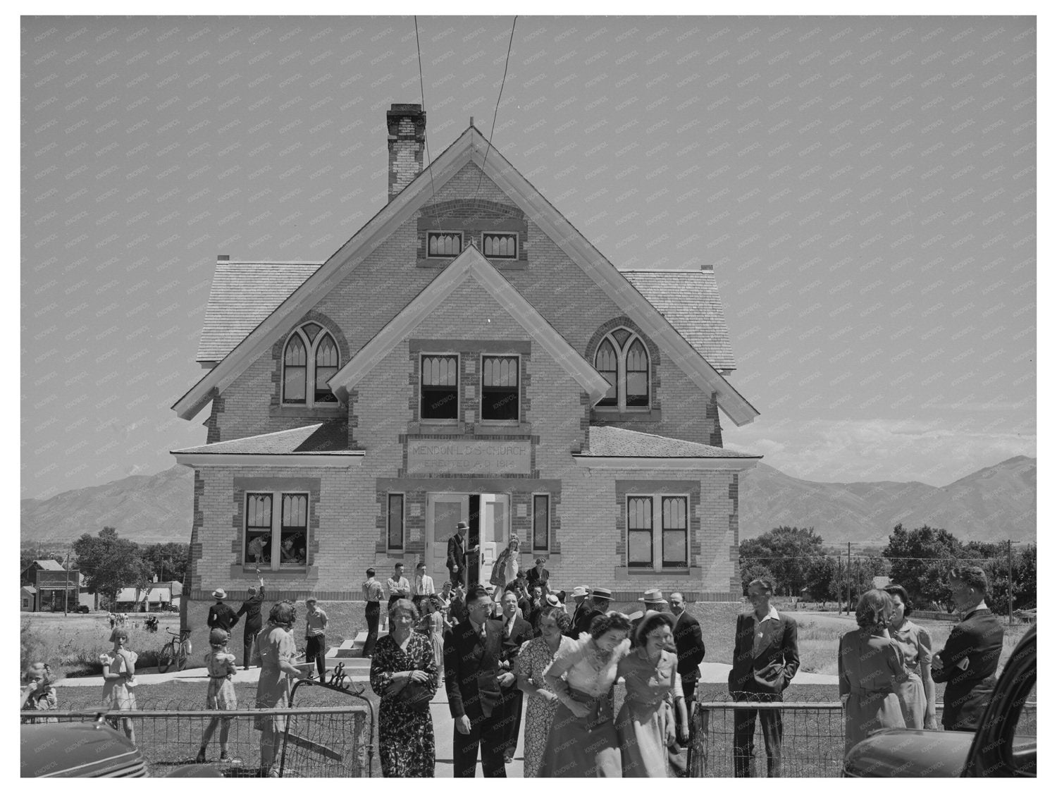 Congregation Leaving Latter Day Saints Church Mendon Utah 1940