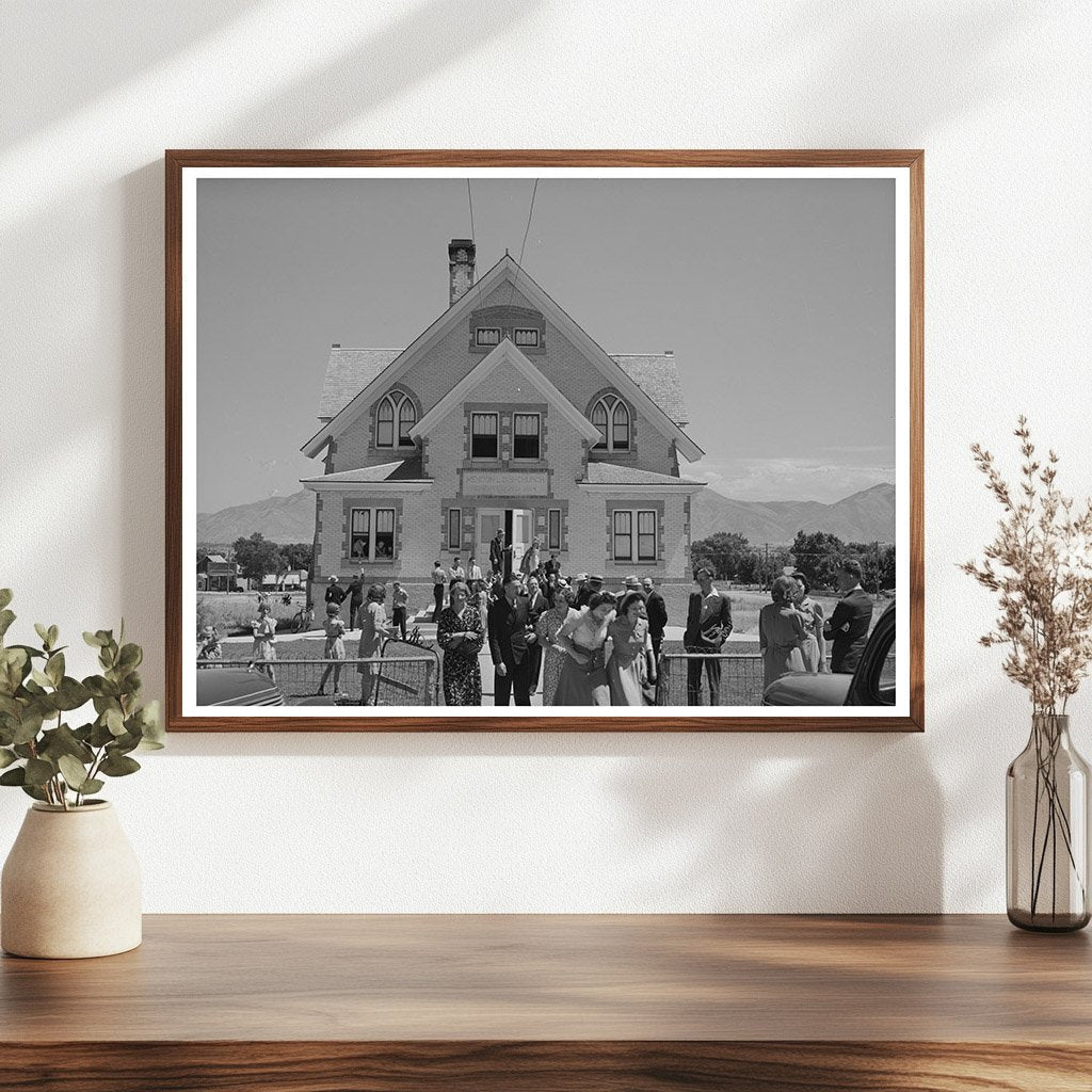 Congregation Leaving Latter Day Saints Church Mendon Utah 1940
