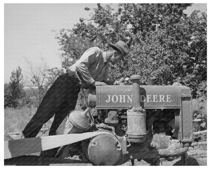 Farmer Inspects Tractor Fuel Tank Box Elder County 1940