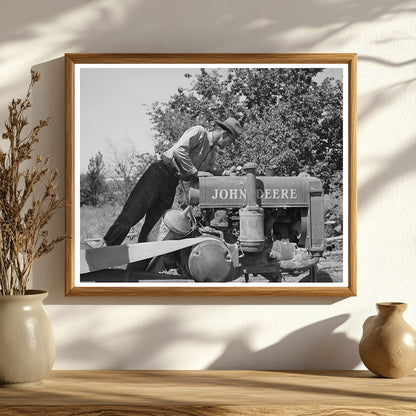 Farmer Inspects Tractor Fuel Tank Box Elder County 1940