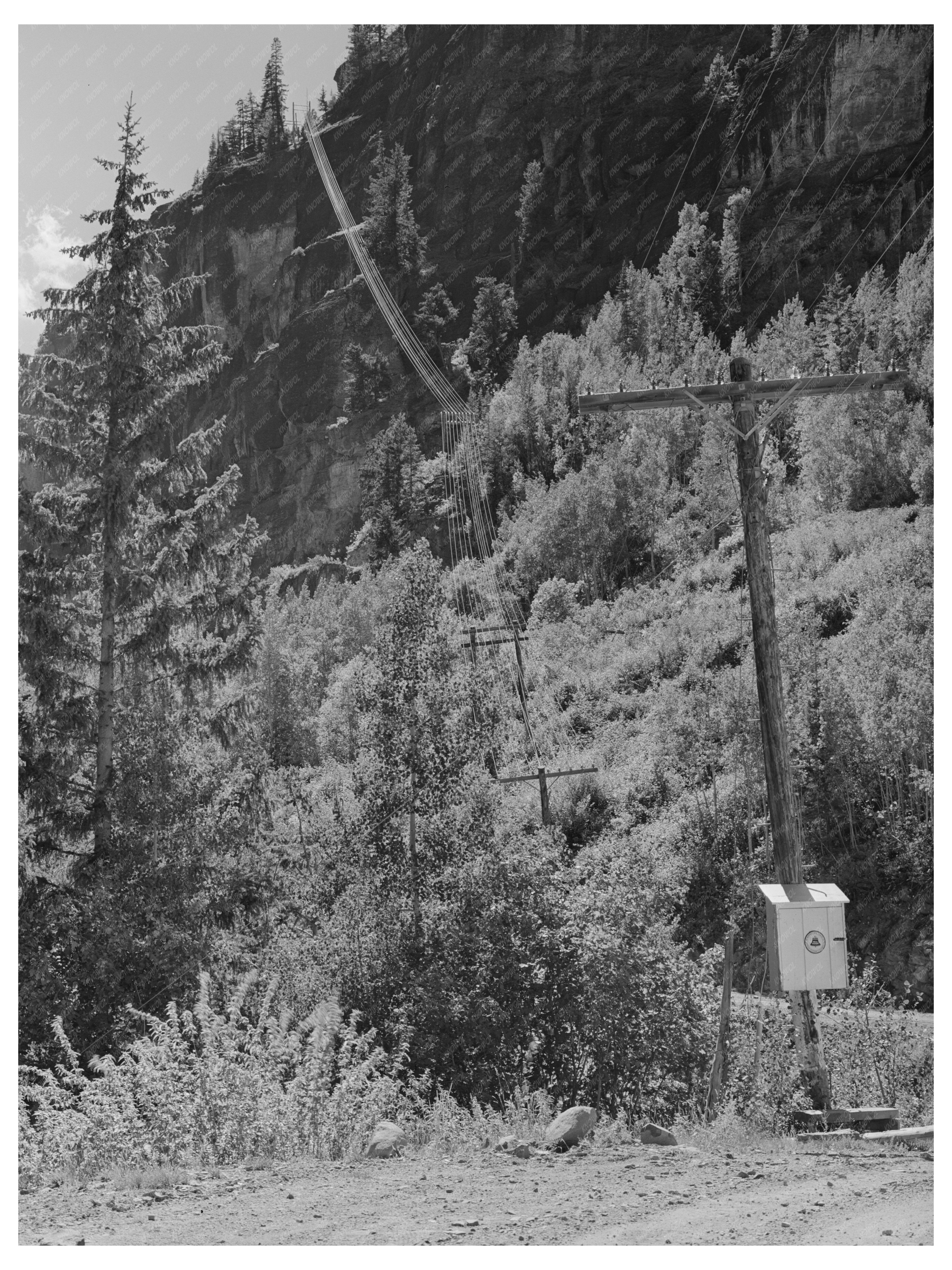 Telephone Wires at Camp Bird Mine Ouray County 1940