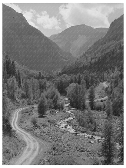 Mountain Stream and Road Ouray County Colorado 1940