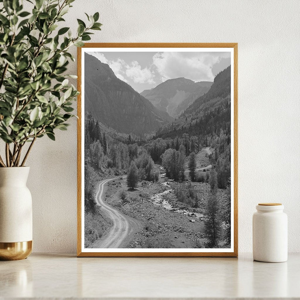 Mountain Stream and Road Ouray County Colorado 1940