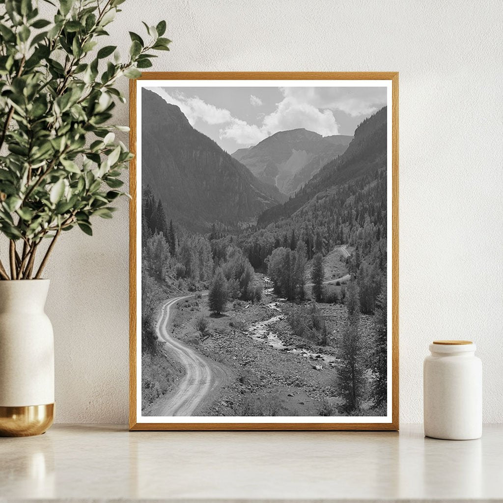 Mountain Stream and Road in Ouray County Colorado 1940