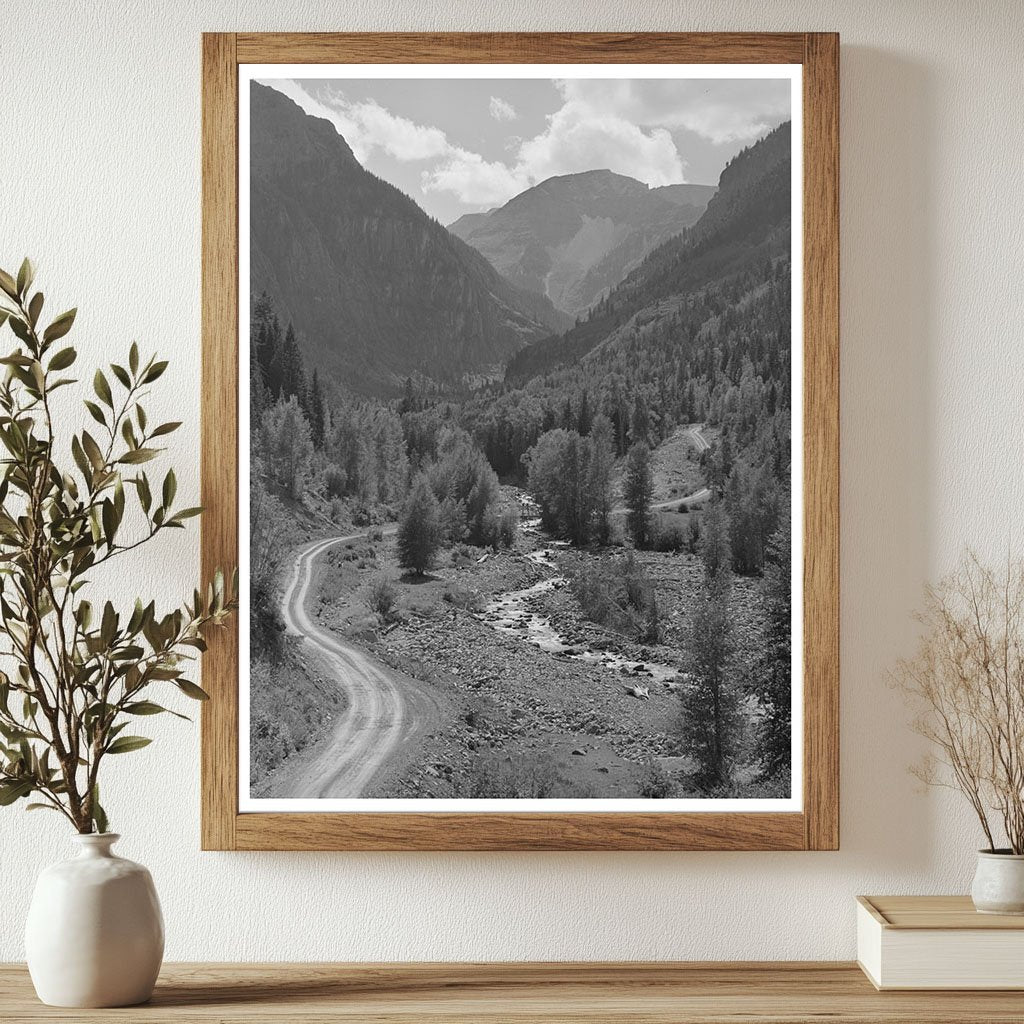 Mountain Stream and Road in Ouray County Colorado 1940