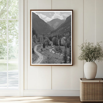 Mountain Stream and Road in Ouray County Colorado 1940