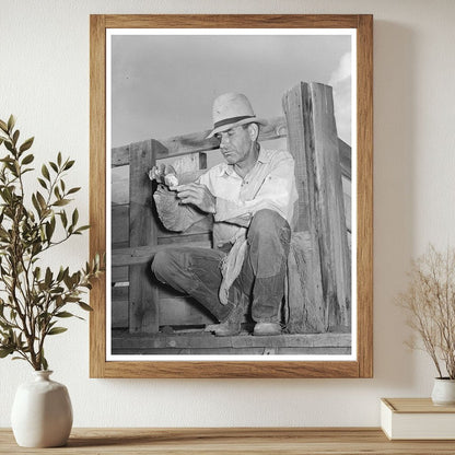 Sheepherder Rolling Cigarette in Cimarron Colorado 1940