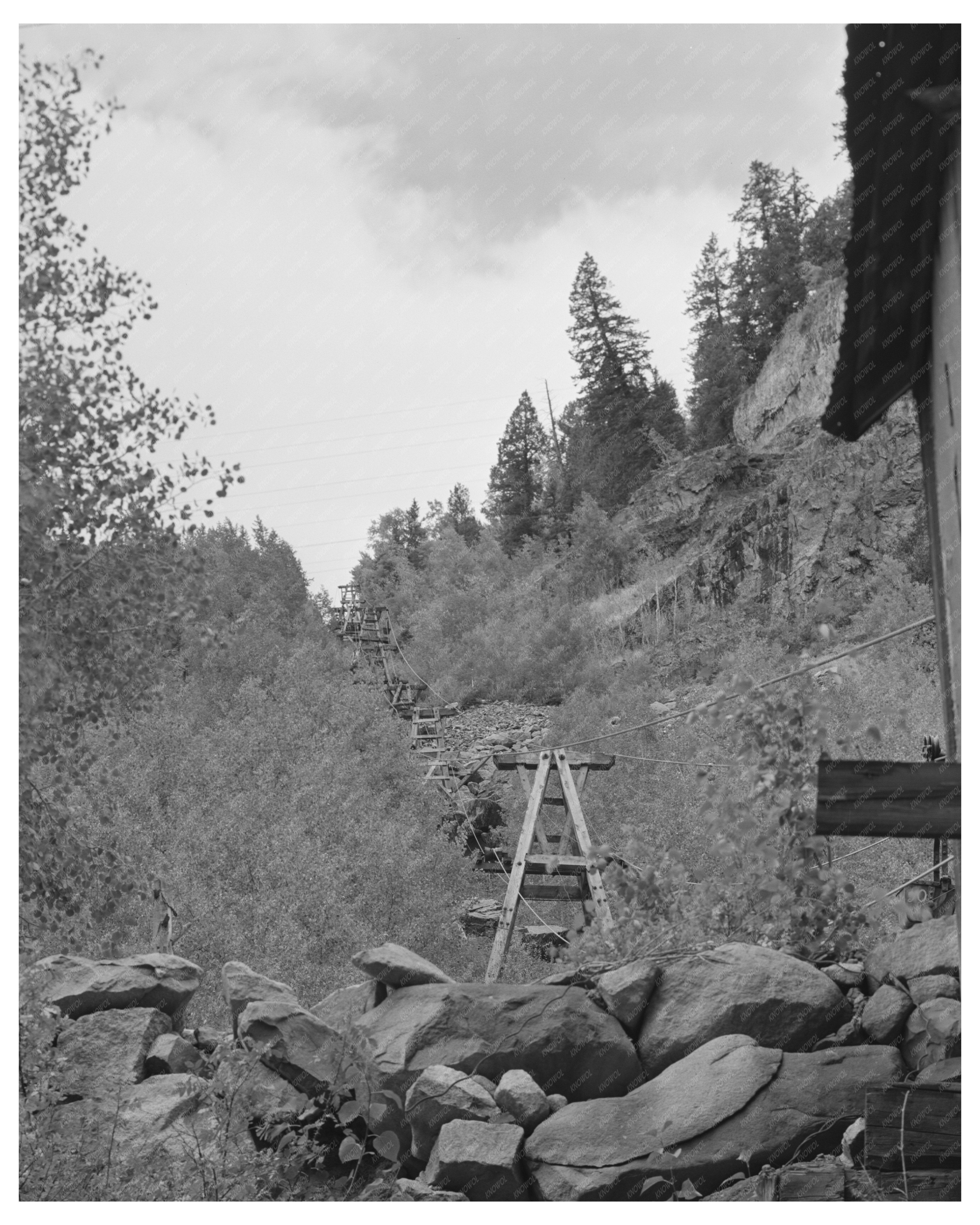 Aerial Tram and Railway Station in Ophir Colorado 1940