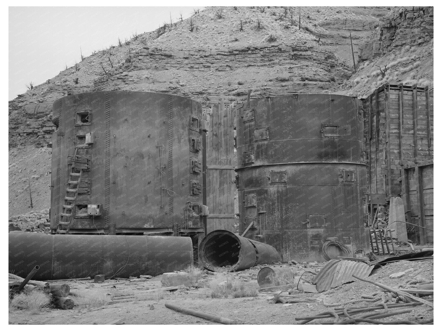 Abandoned Gold Mill Boilers Fall Creek Colorado 1940