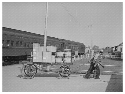 1940 Workers Unloading Express Packages in Montrose Colorado