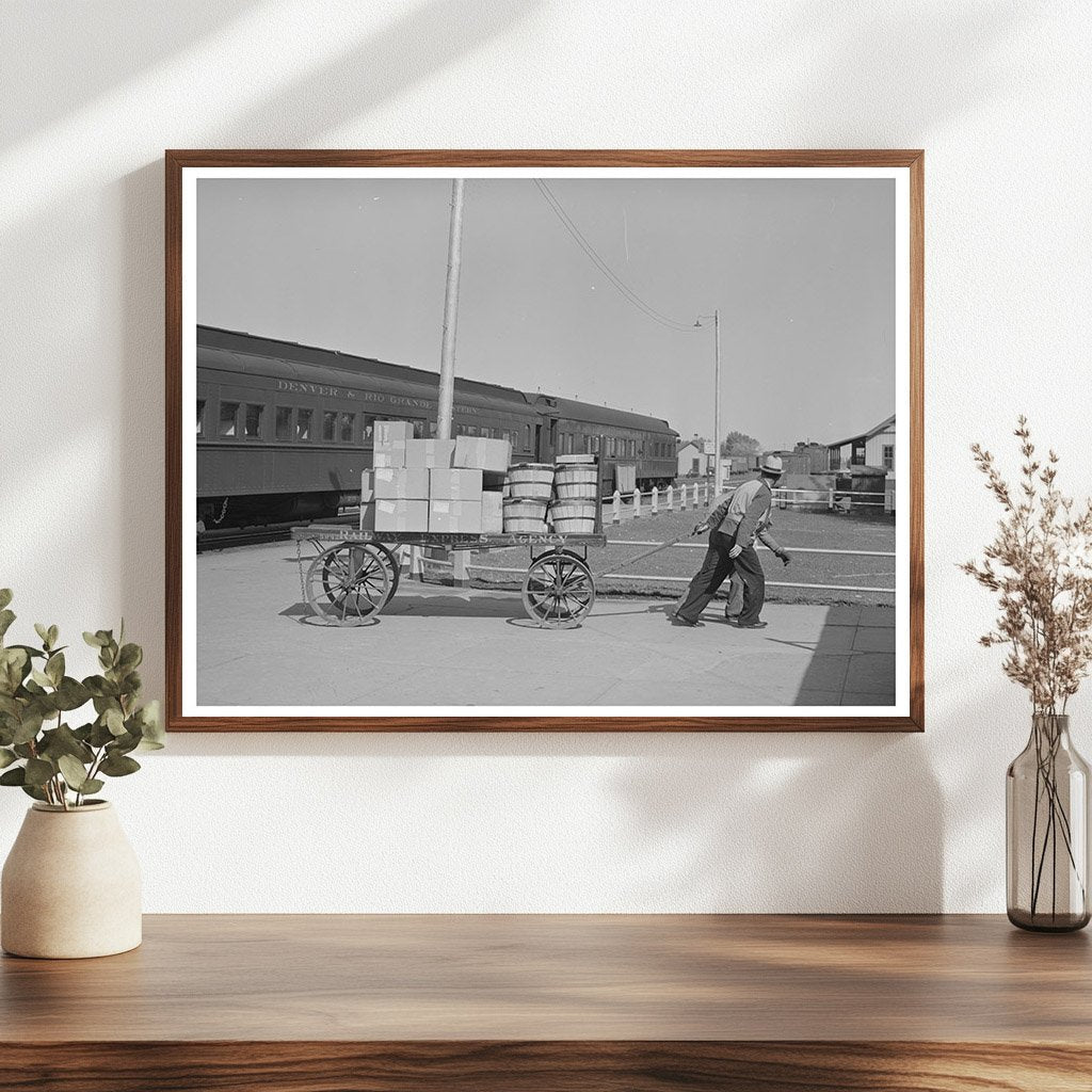 1940 Workers Unloading Express Packages in Montrose Colorado