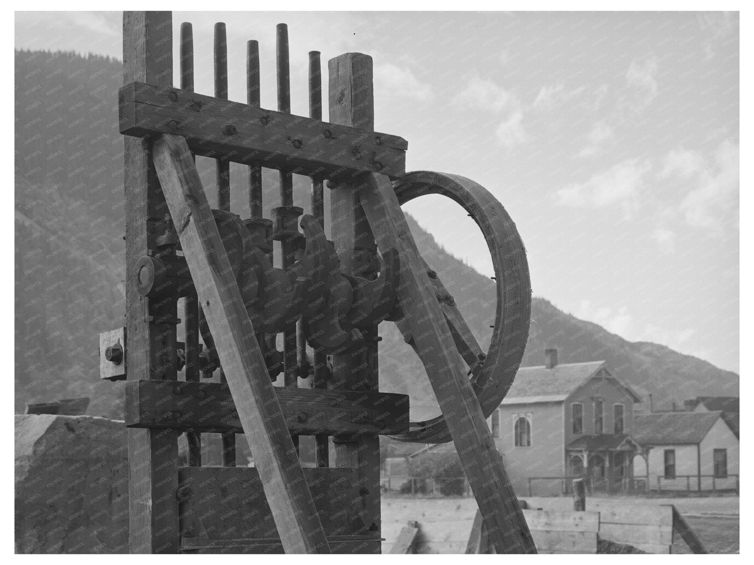 Vintage Ore Stamp Mill Display in Silverton Colorado 1940