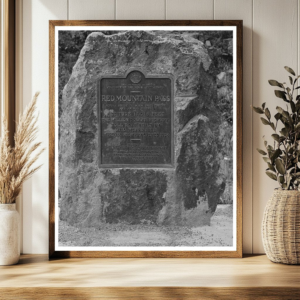 Red Mountain Pass Marker Million Dollar Highway 1940