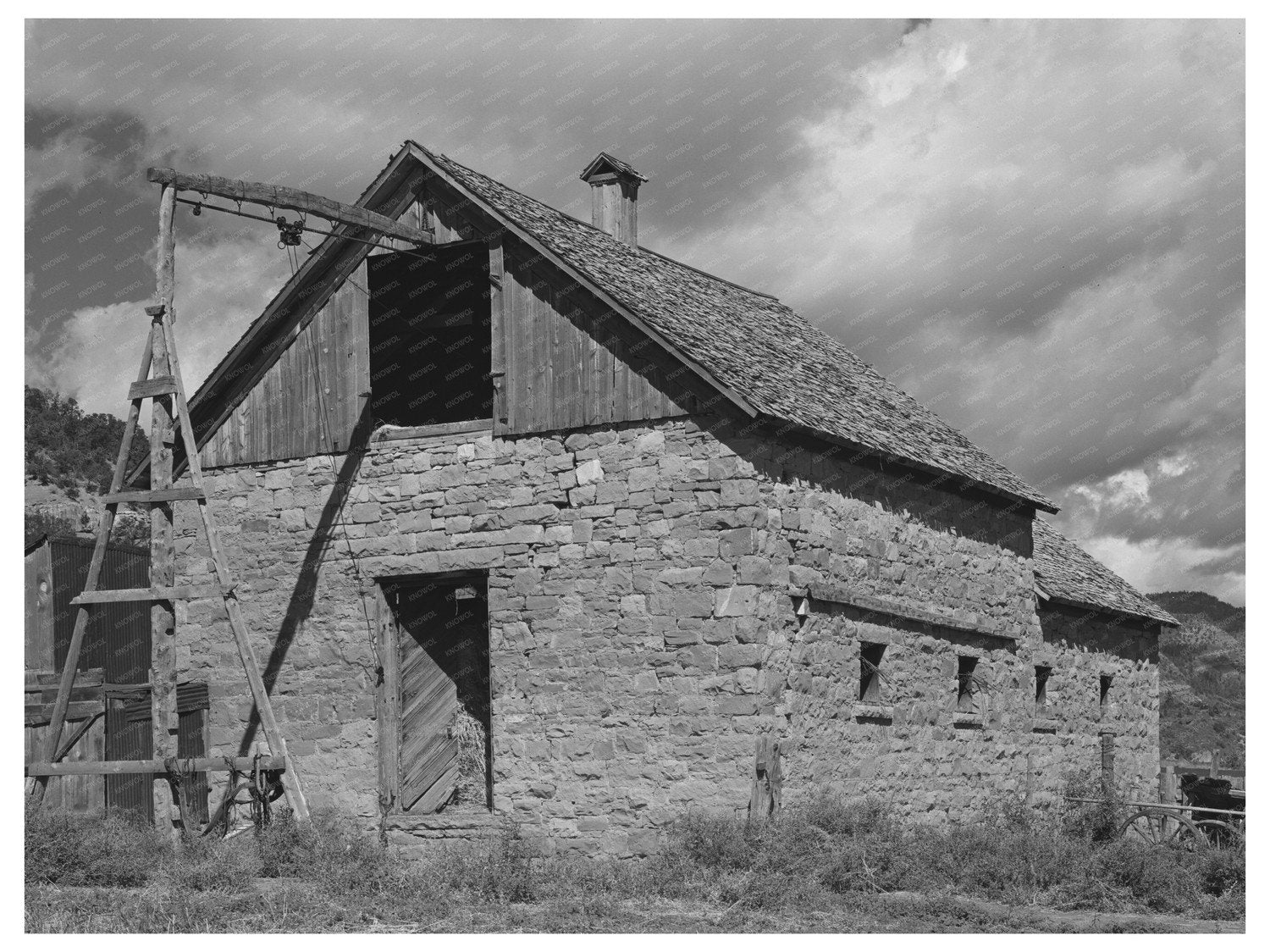 Vintage Brick Barn in Animas River Valley Colorado 1940