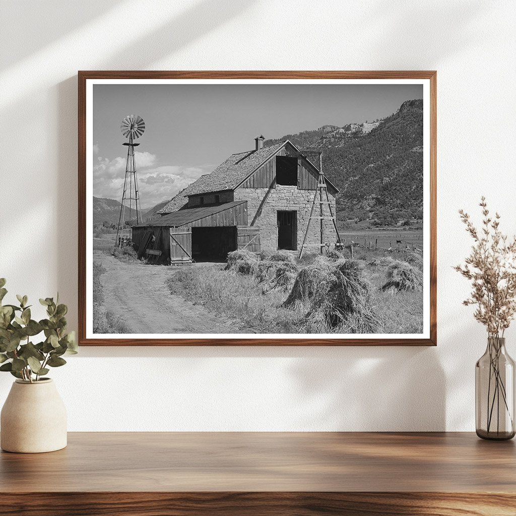 Oats and Stone Barn in Animas River Valley Colorado 1940