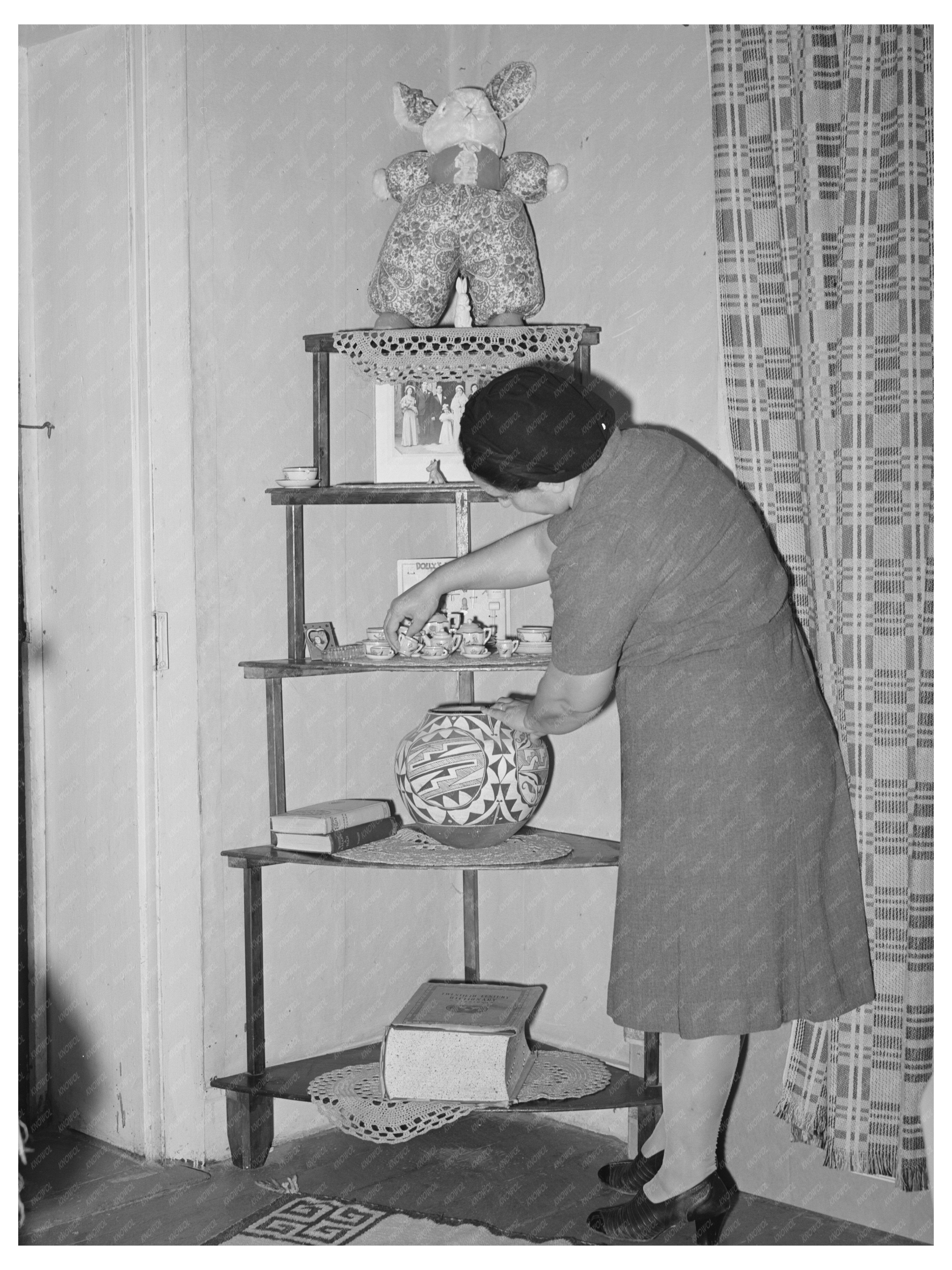 Wife of Merchant Arranging Bric-a-Brac Concho Arizona 1940