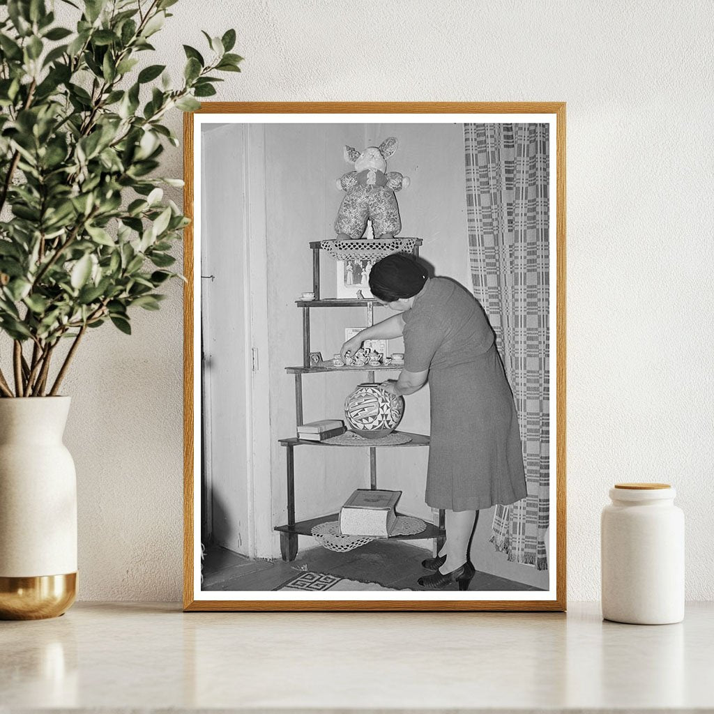 Wife of Merchant Arranging Bric-a-Brac Concho Arizona 1940