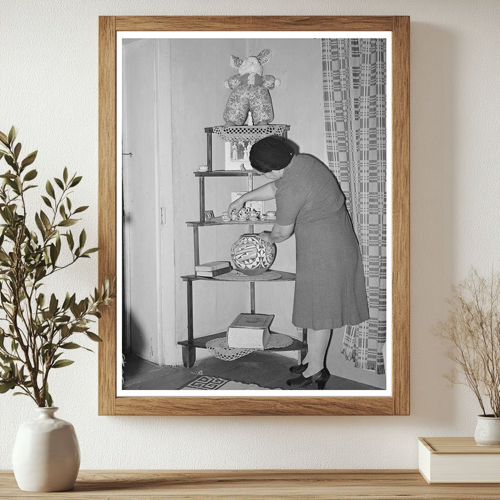 Wife of Merchant Arranging Bric-a-Brac Concho Arizona 1940